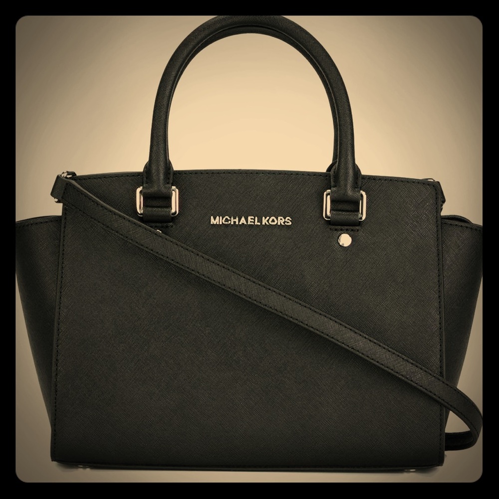 💯%AUTHENTIC Michael Kors Black Selma Large Bag MK